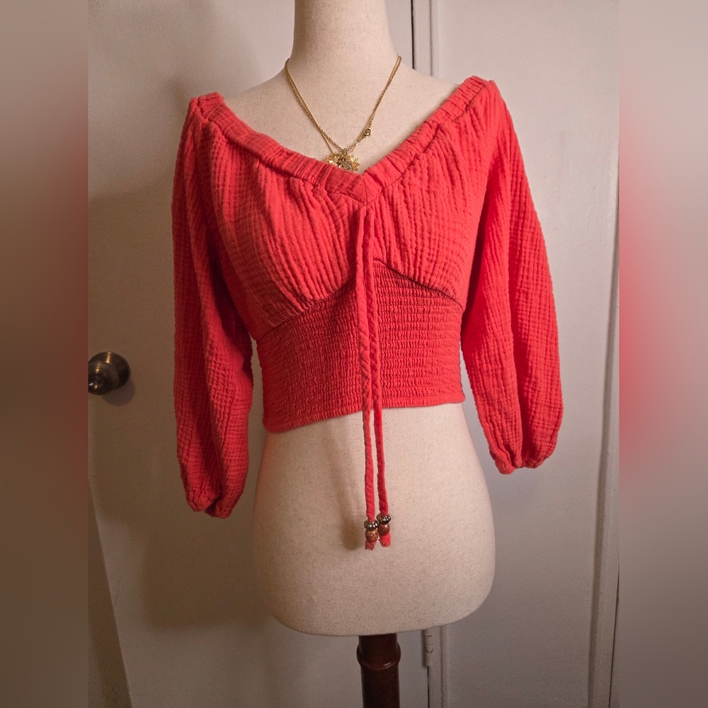 SO Women's Coral Textured Blouse